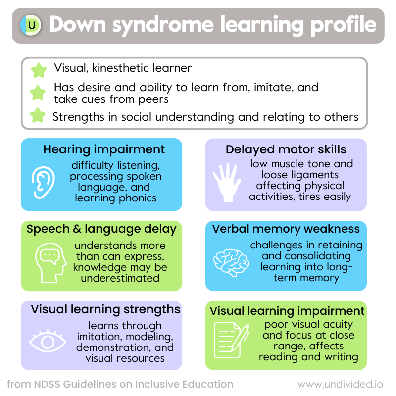 Down syndrome learning profile from NDSS's guidelines on inclusive education