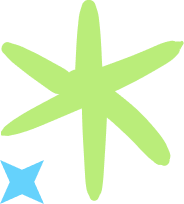 Decorative green and blue asterisk