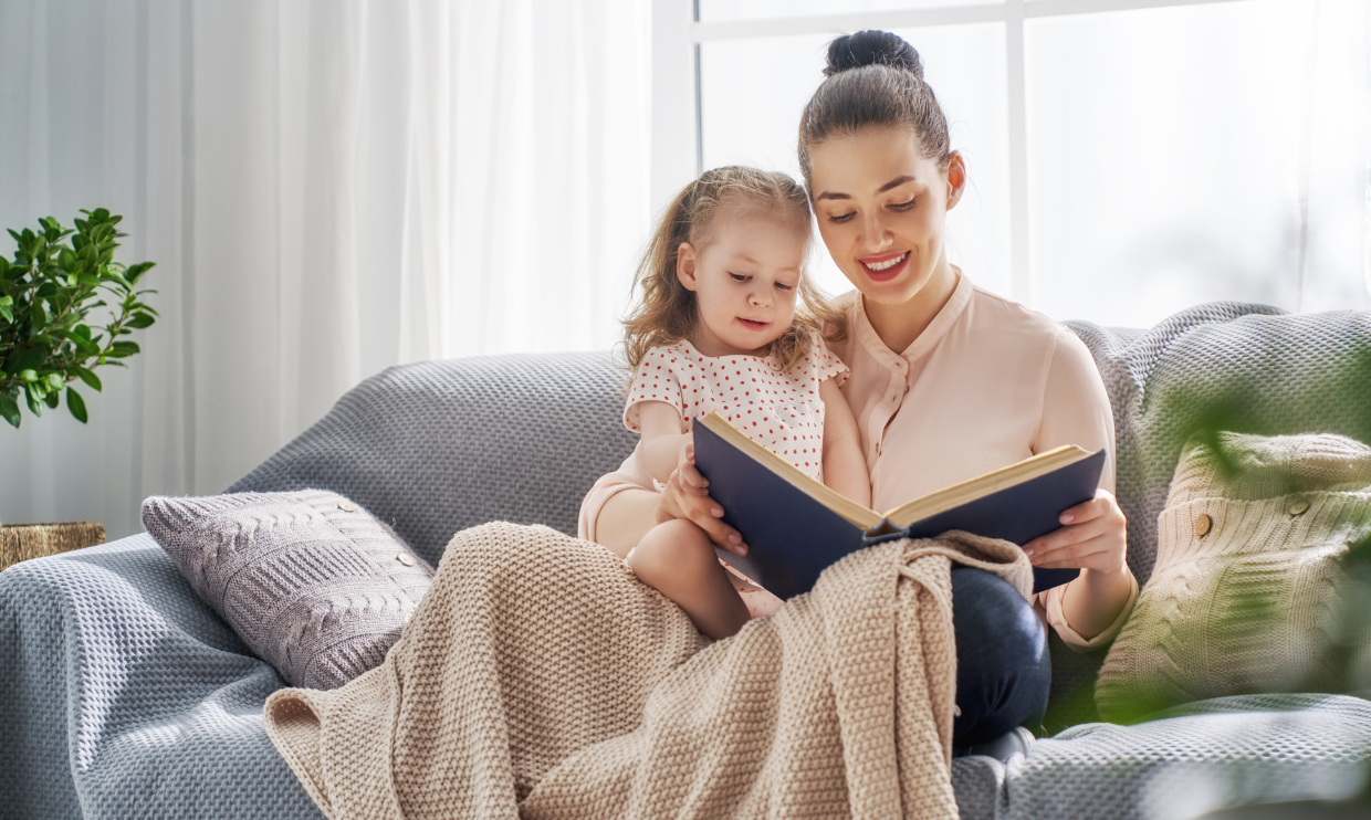 Parent reading story to child