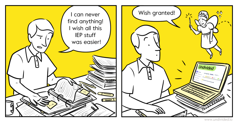 Cartoon about how the Undivided app helps parents