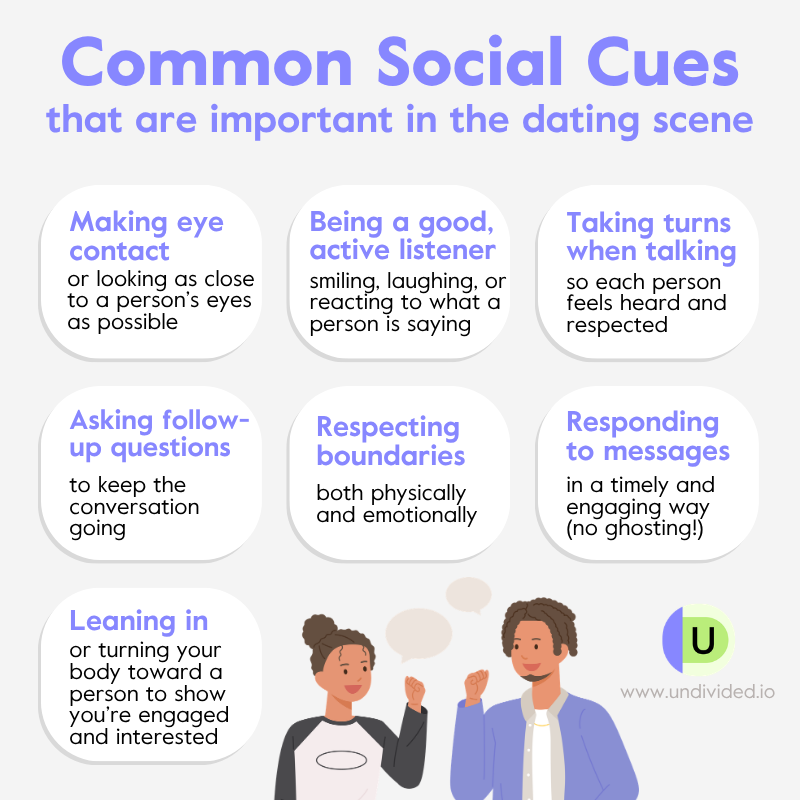 Infographic of common socials cues that are important while dating
