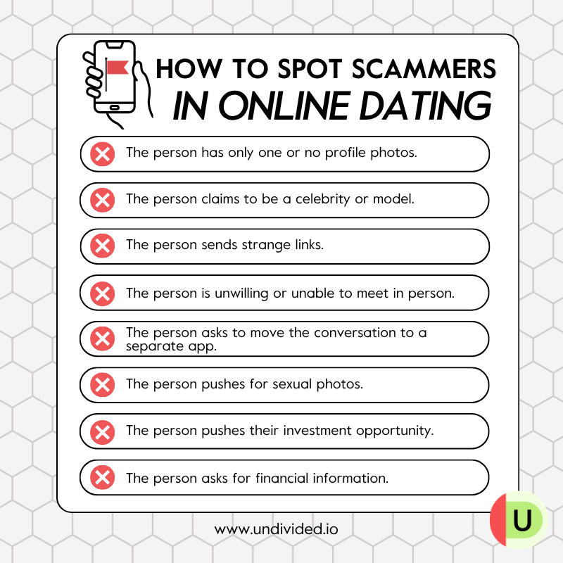 Infographic how to spot scammers in online dating