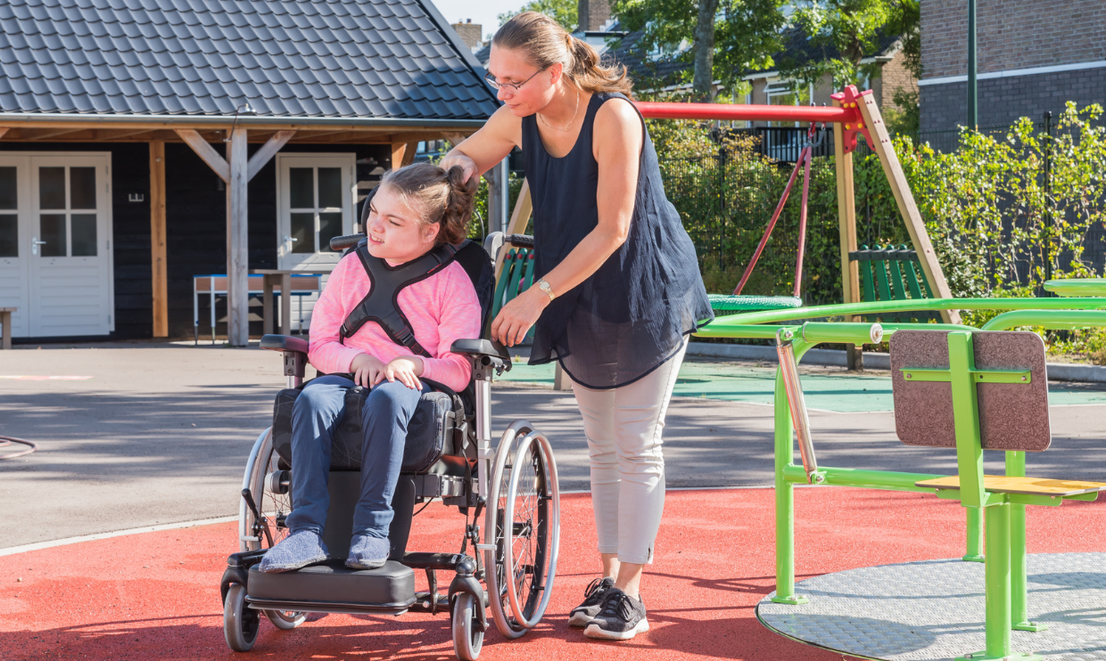 Mother and daughter who is a wheelchair user